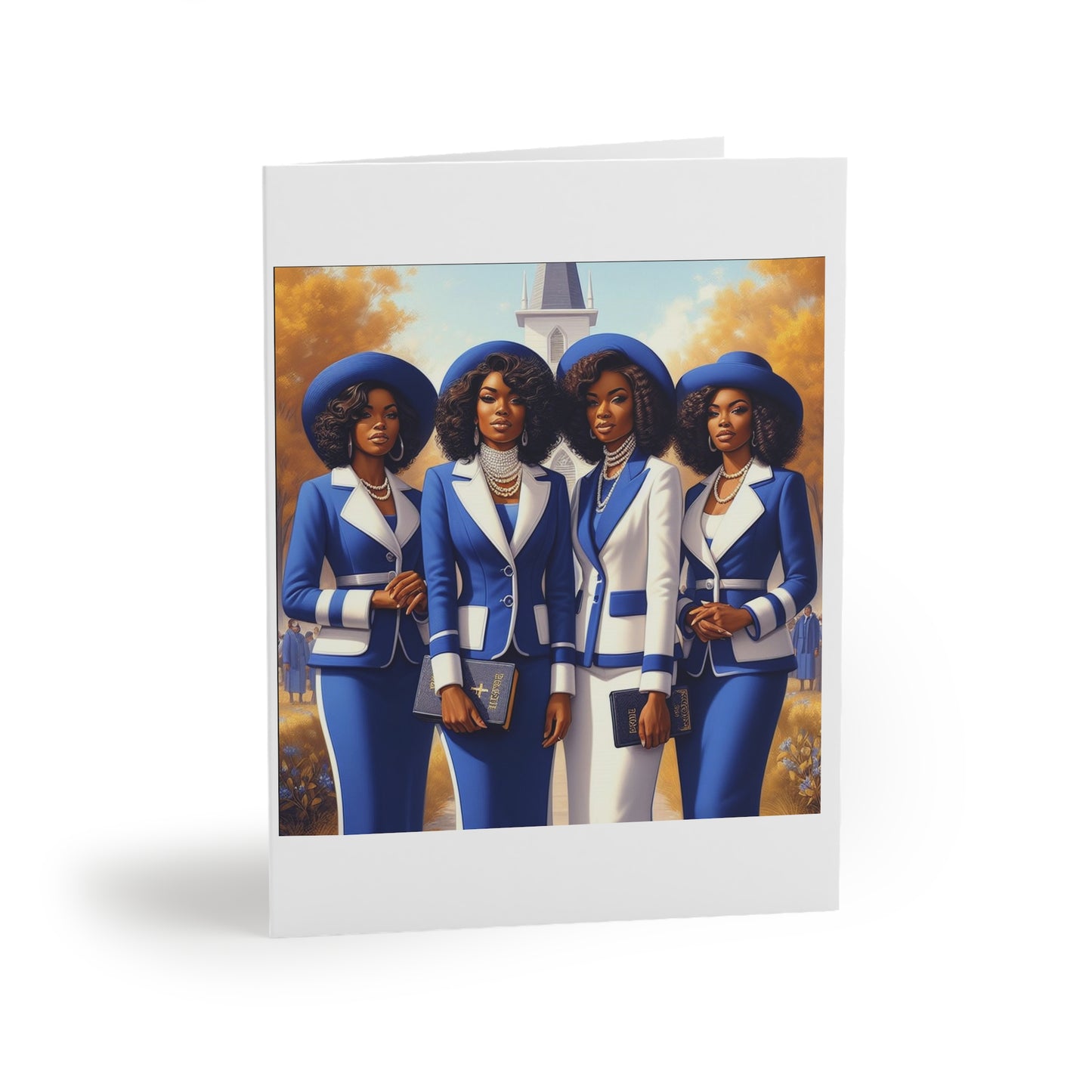 Blue Church Girls Greeting cards 8 pieces