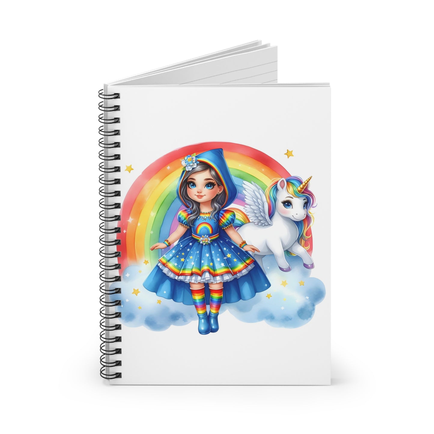 Hooded Rainbow Girl Spiral Notebook - Ruled Line