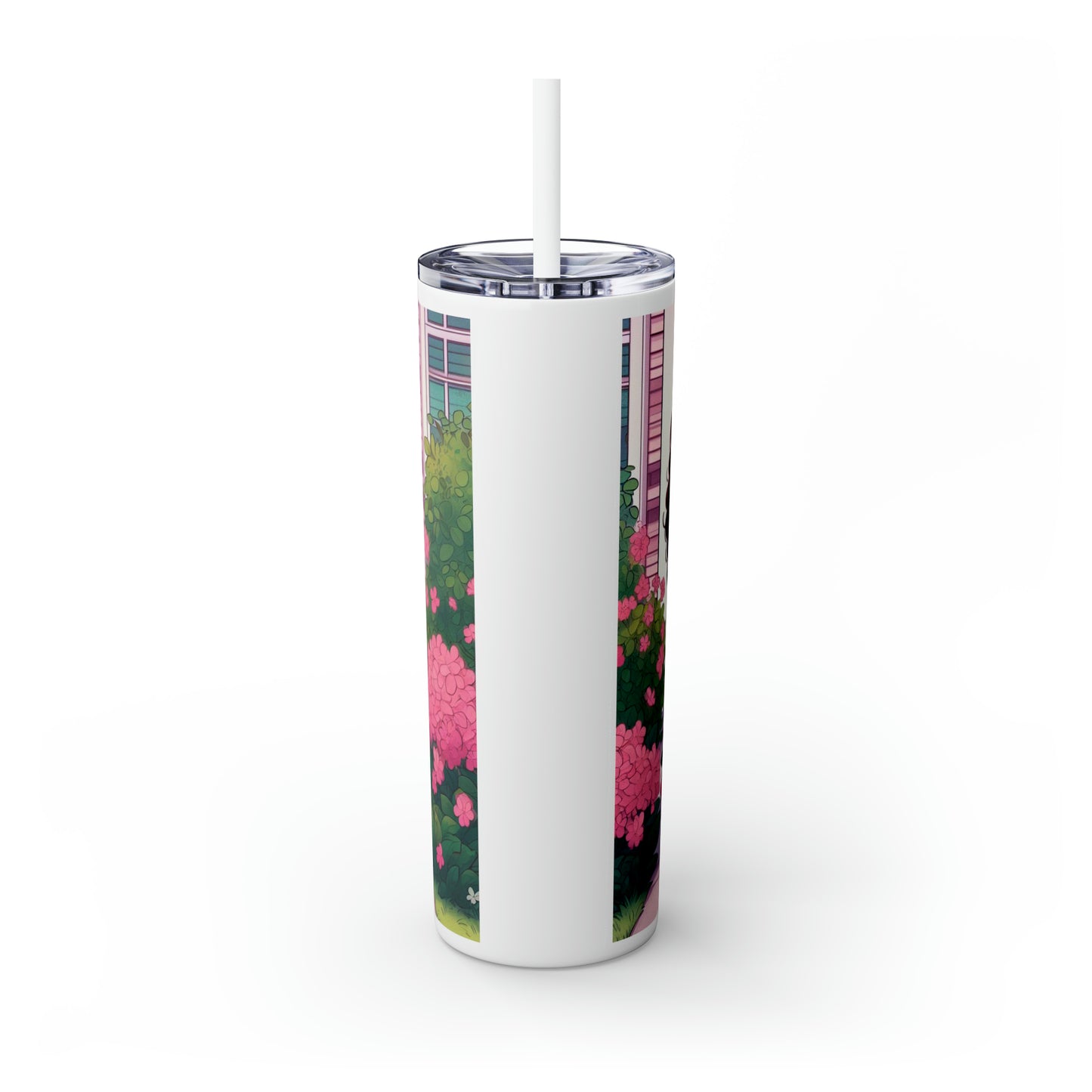 Pretty Skinny Tumbler with Straw, 20oz