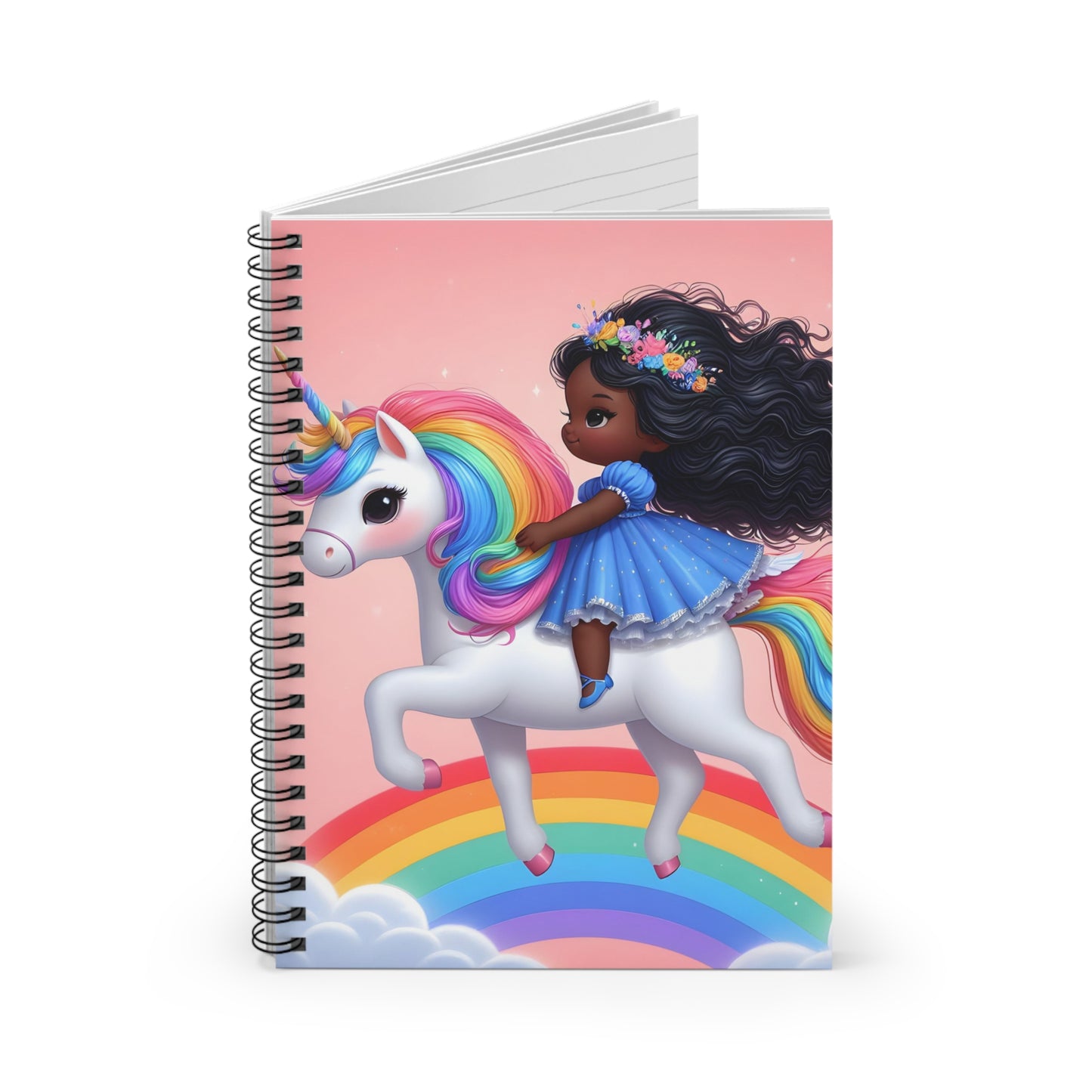Rainbow Girl Light Pink Spiral Notebook - Ruled Line