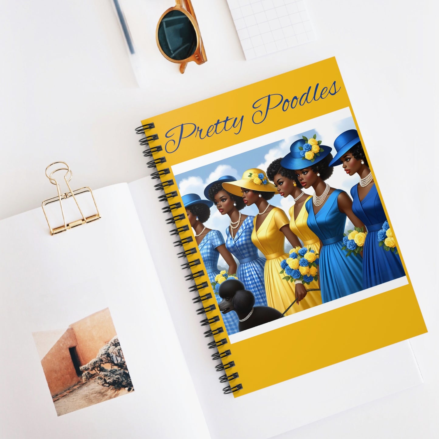 Pretty Poodle Yellow Spiral Notebook - Ruled Line