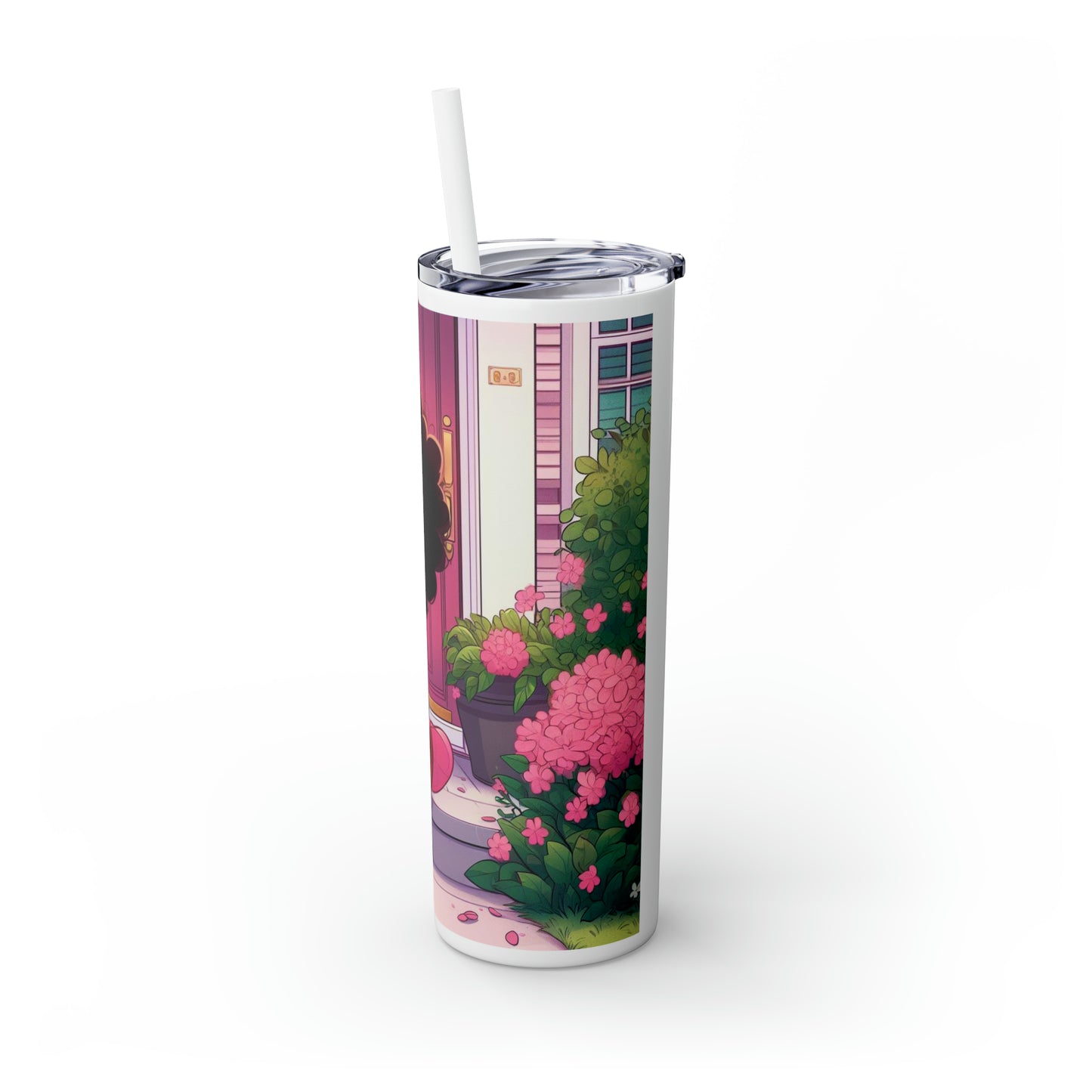 Pretty Skinny Tumbler with Straw, 20oz