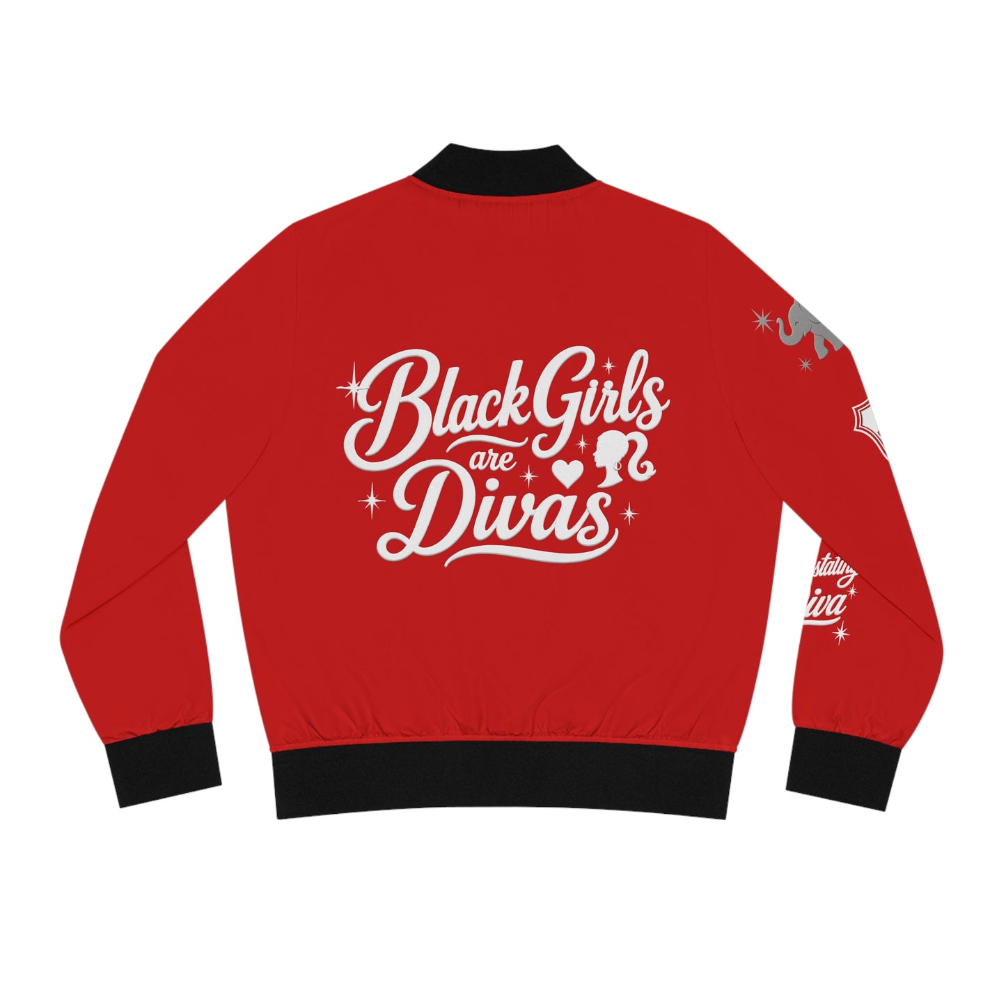 Black Girls Are Divas Women's Bomber Jacket - Red Script Logo