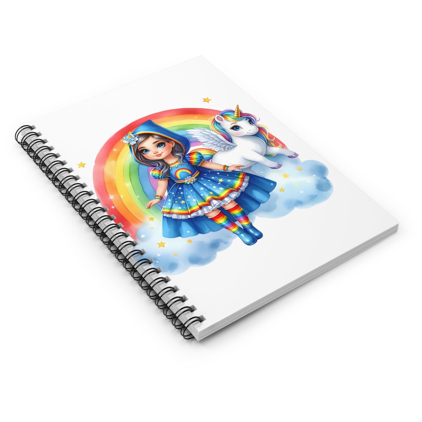 Hooded Rainbow Girl Spiral Notebook - Ruled Line