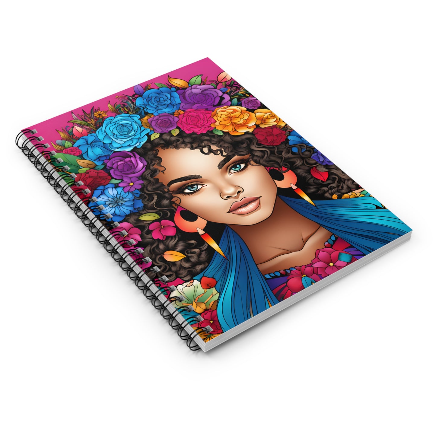 Pink Floral Spiral Notebook - Ruled Line