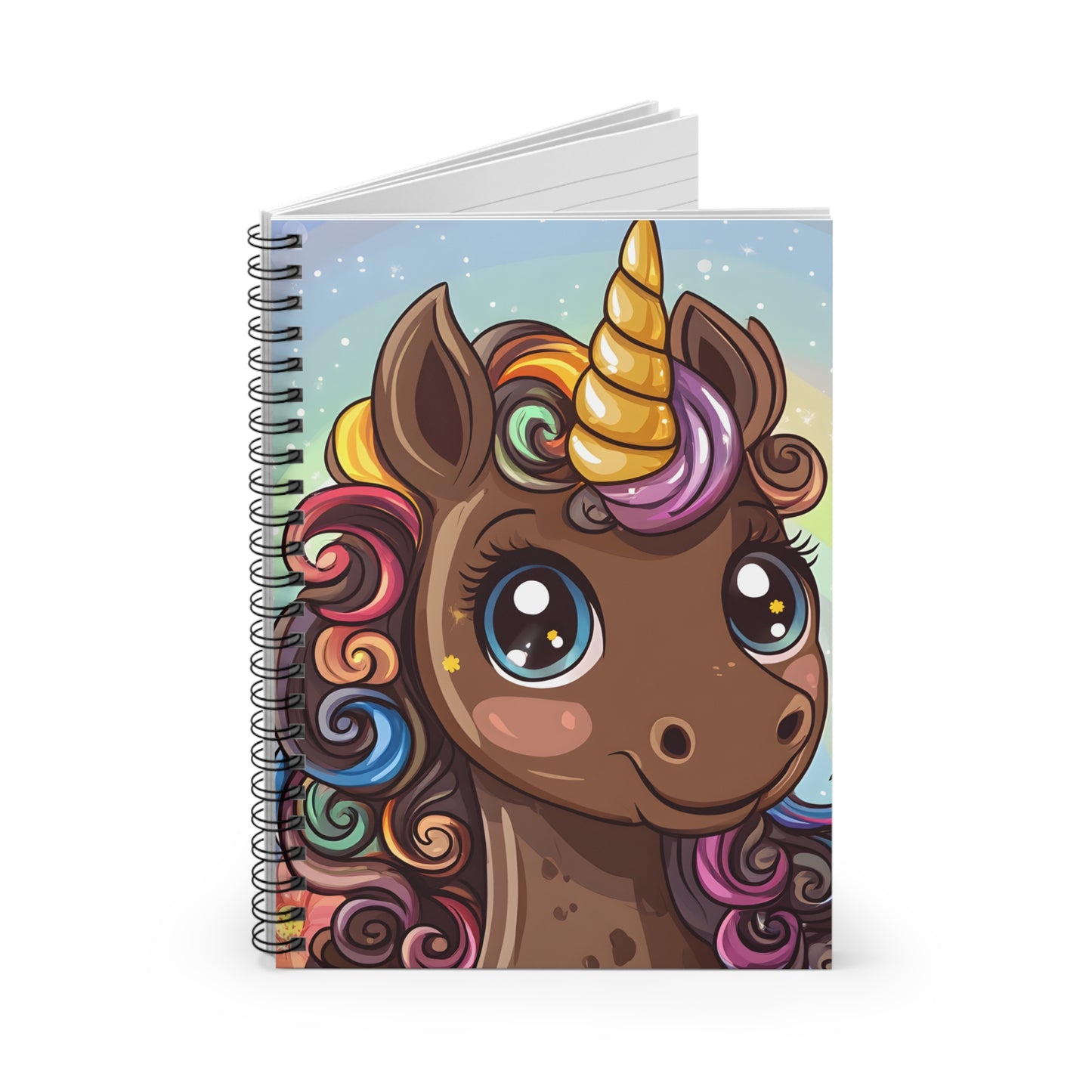 Tan Unicorn Spiral Notebook - Ruled Line