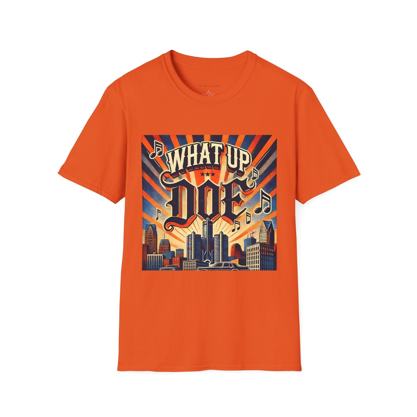 Orange and Navy What Up Doe Unisex Softstyle T-Shirt