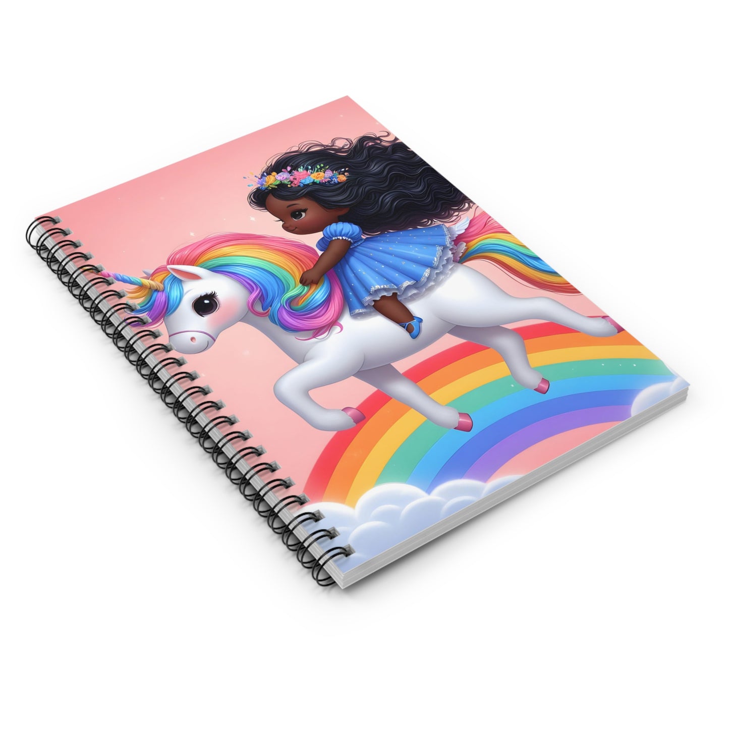 Rainbow Girl Light Pink Spiral Notebook - Ruled Line