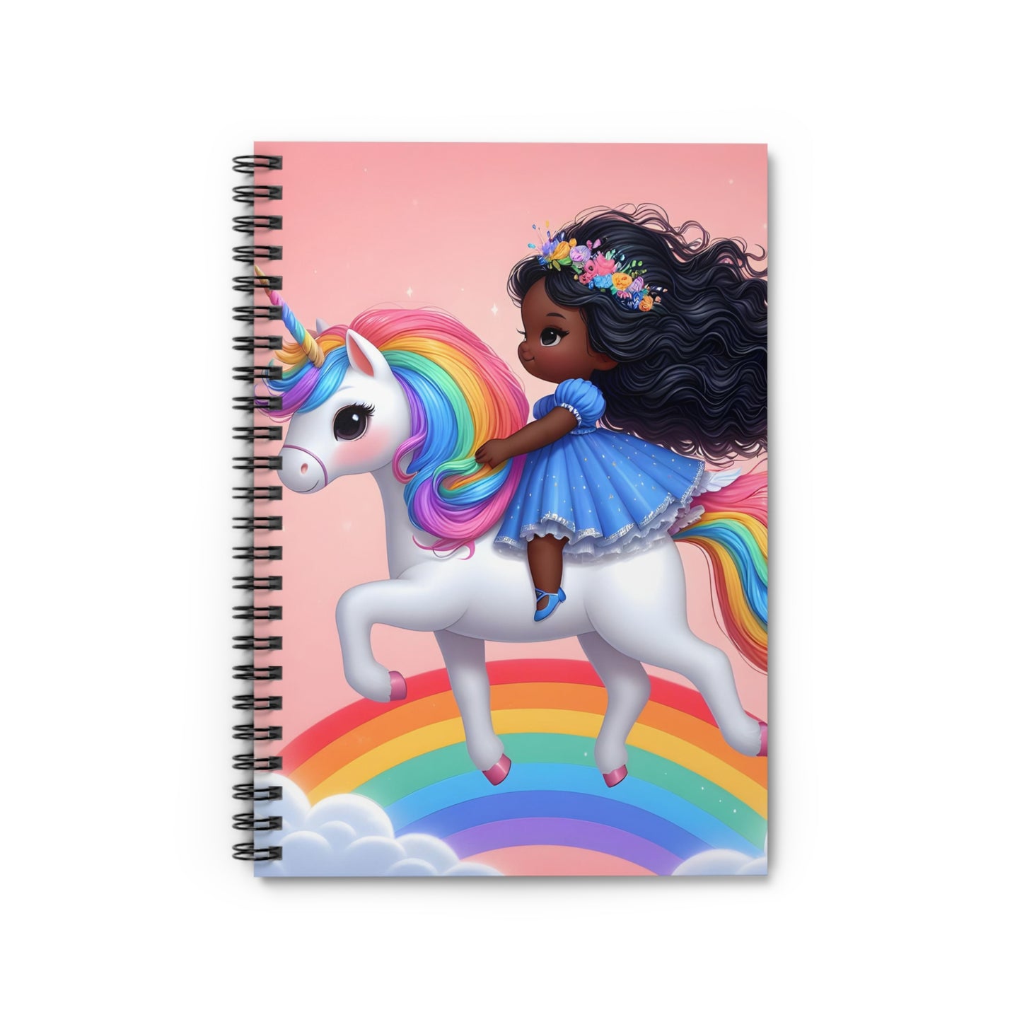 Rainbow Girl Light Pink Spiral Notebook - Ruled Line