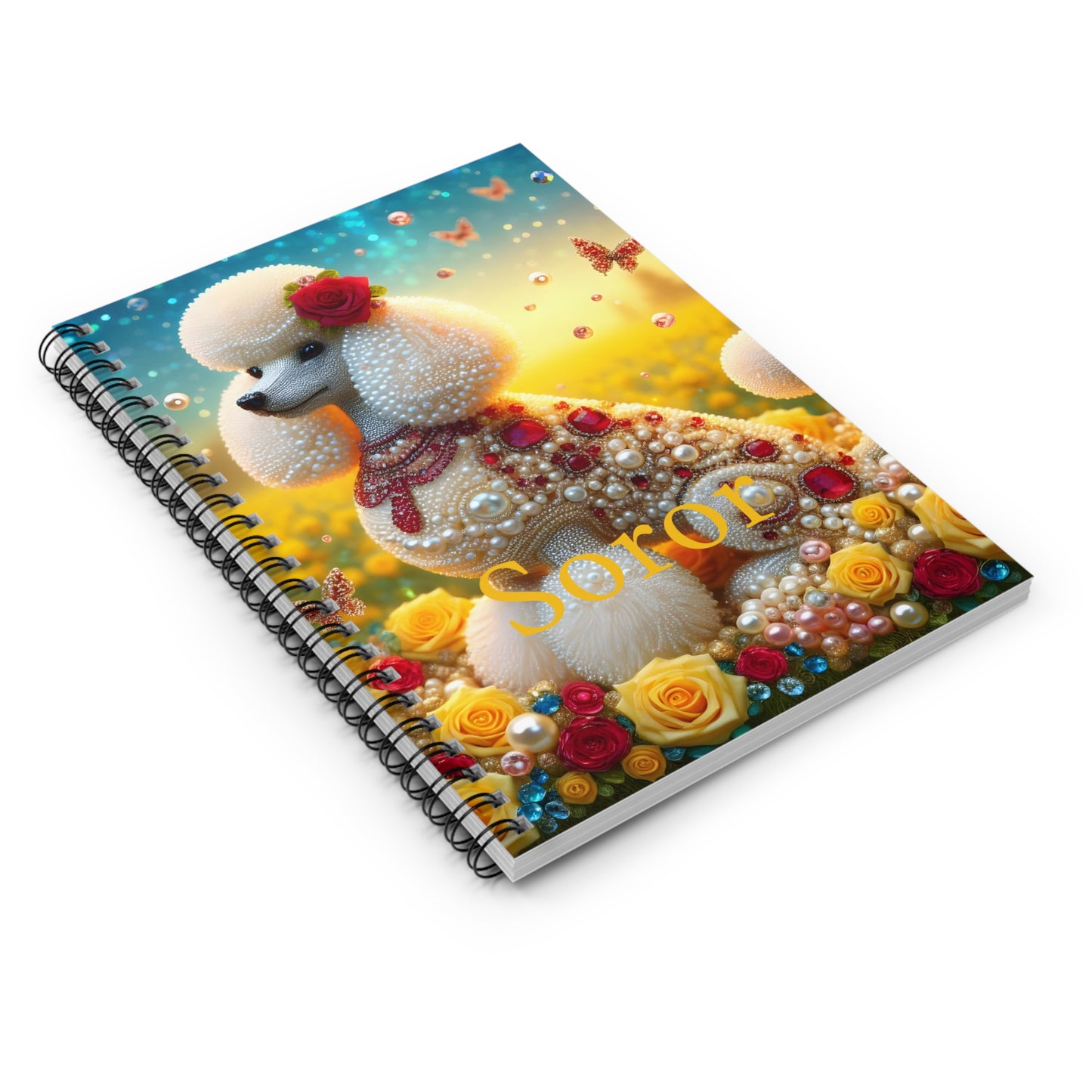 Pearl and Ruby Poodle Spiral Notebook - Ruled Line