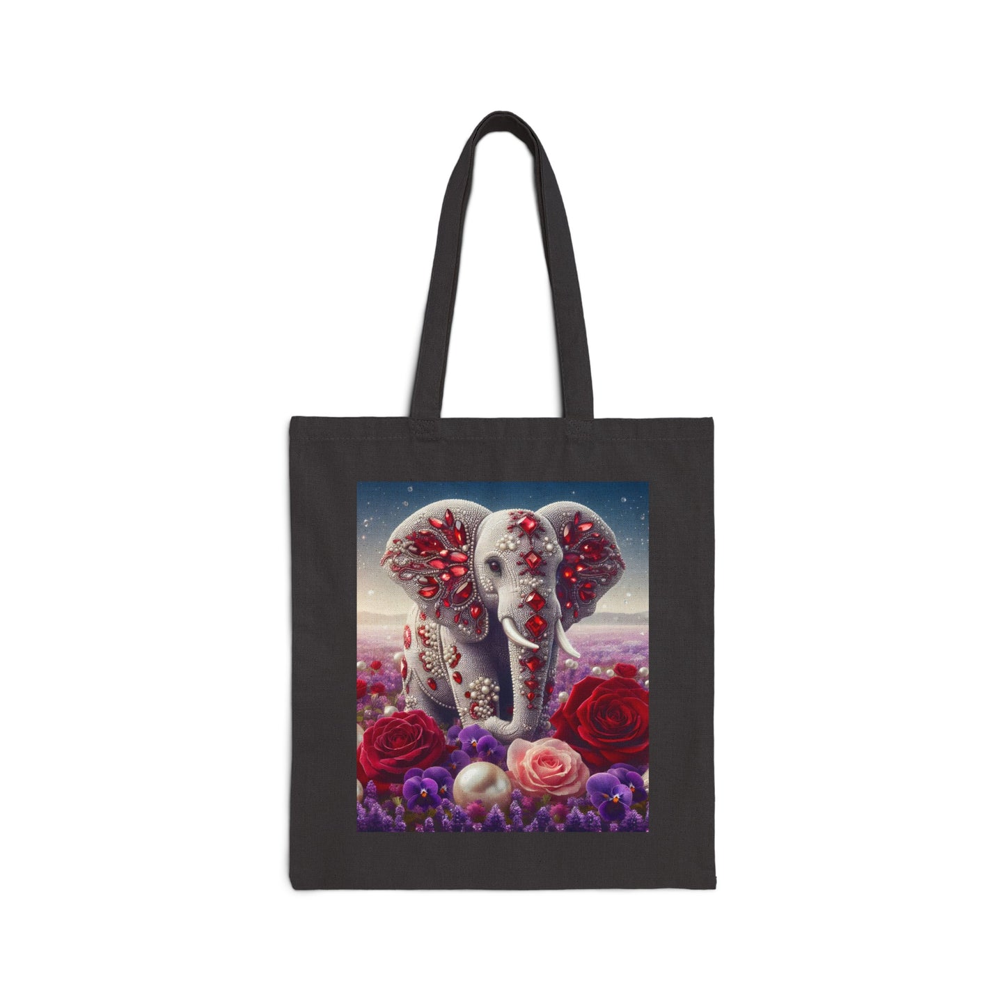 Pearl Elephant Cotton Canvas Tote Bag