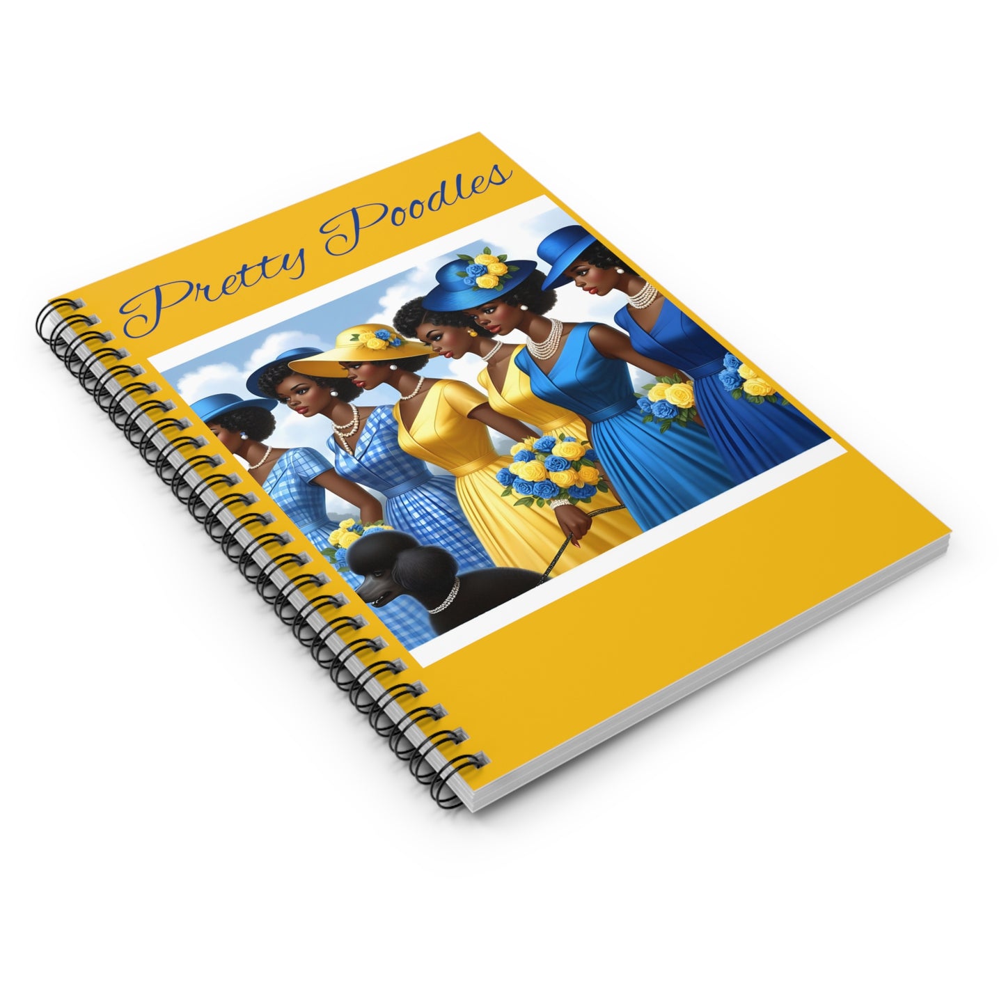 Pretty Poodle Yellow Spiral Notebook - Ruled Line