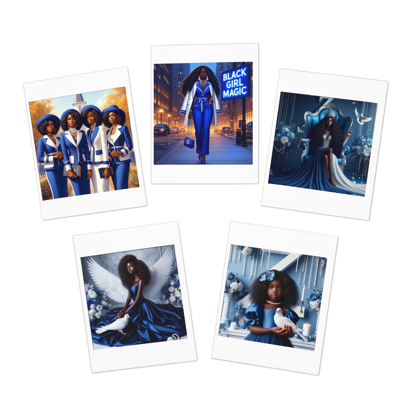 Blue Girls 2 Multi-Design Greeting Cards (5-Pack)
