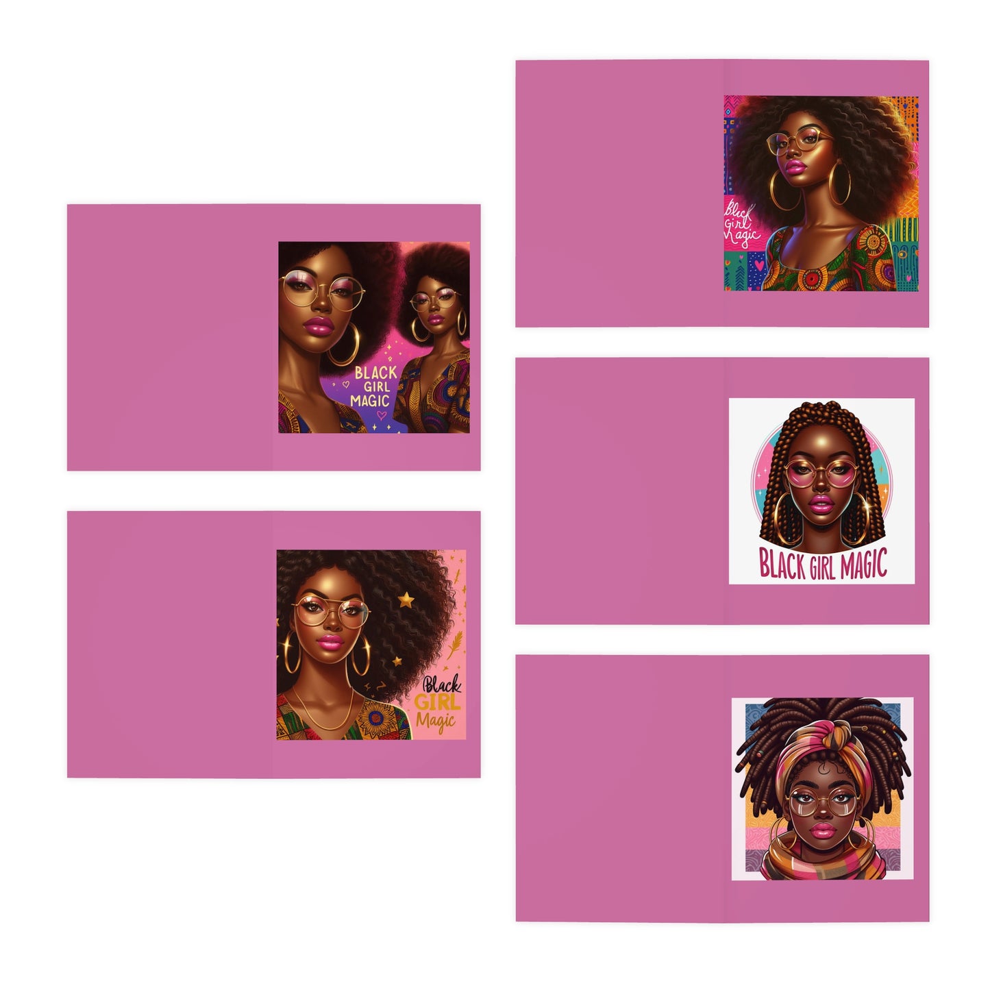BGM Pink Multi-Design Greeting Cards (5-Pack)