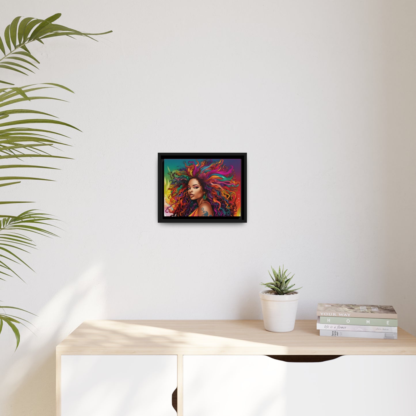 BGM Pink Feather Matte Canvas, Black Frame
