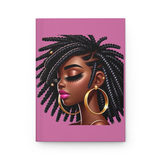 Matte Hardcover Journal - Black Woman with Pink Lipstick Design