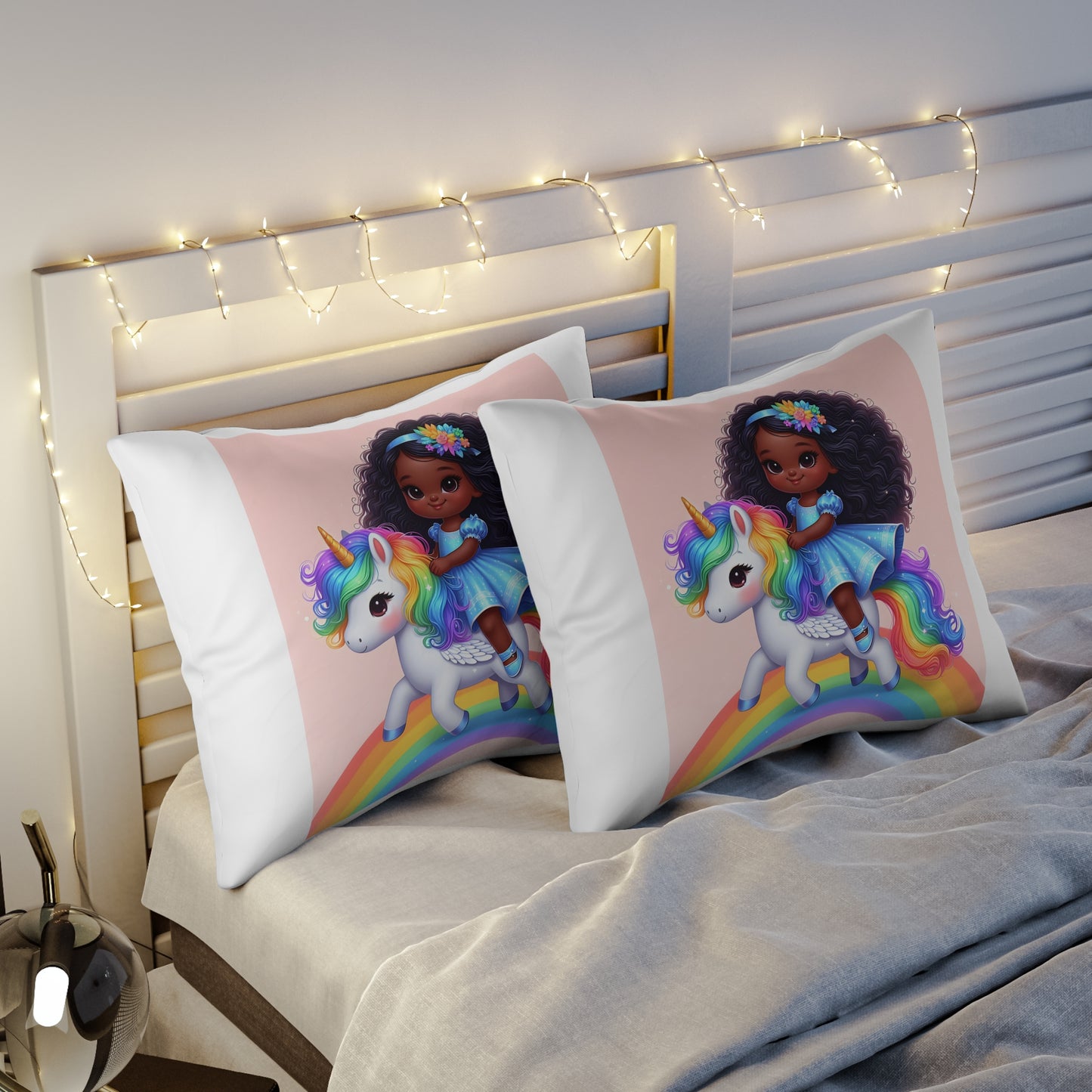 Rainbow Girl Light Pink Pillow Sham