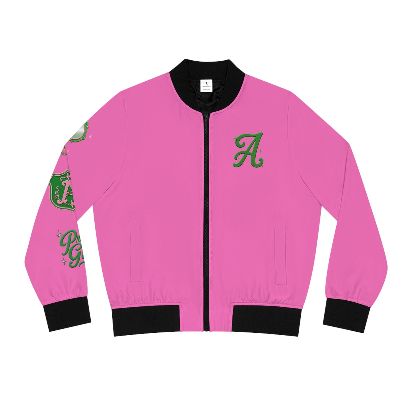 Pink Bomber Jacket — “Black Girls Are the Prettiest” Script Back Design