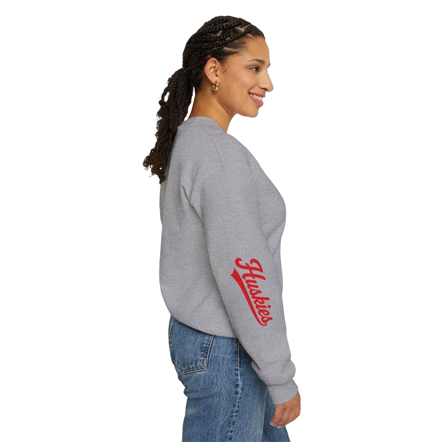 Husky Crest Crewneck Sweatshirt — "Redford" Retro Script