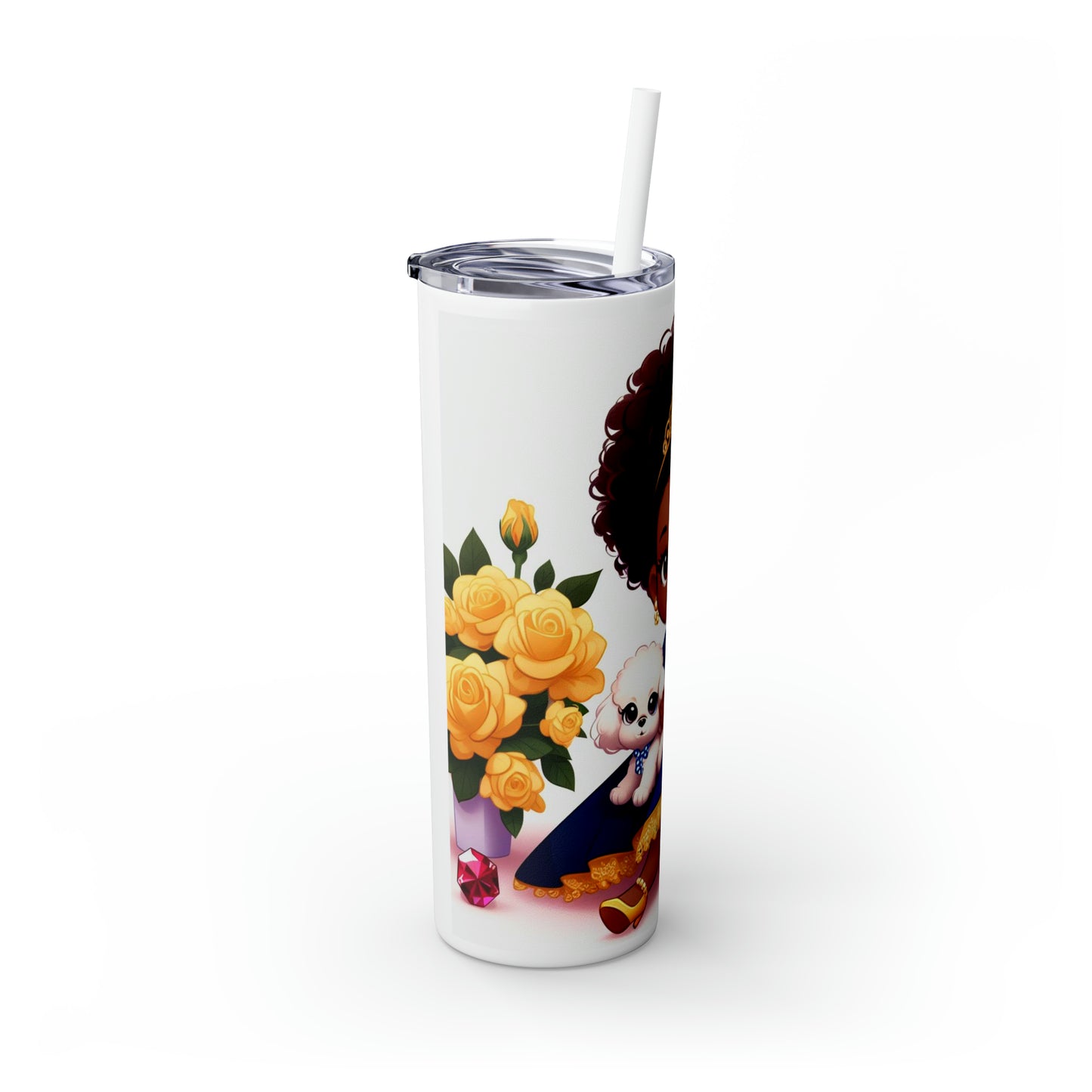 Pretty Poodle Skinny Tumbler with Straw, 20oz