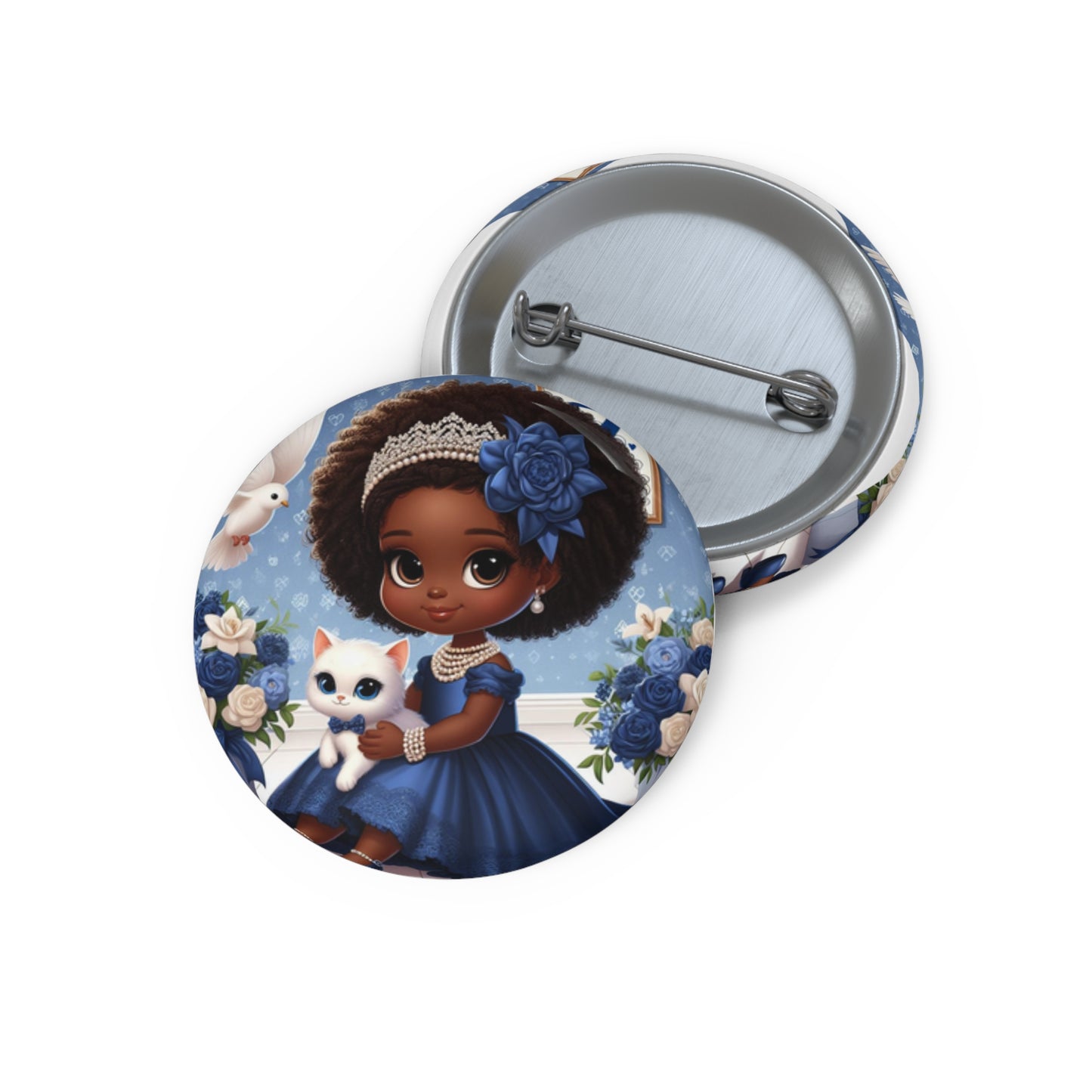 Little Blue Girl Custom Pin Buttons