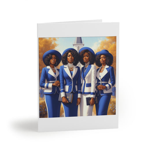 Blue Church Girls Greeting cards 8 pieces