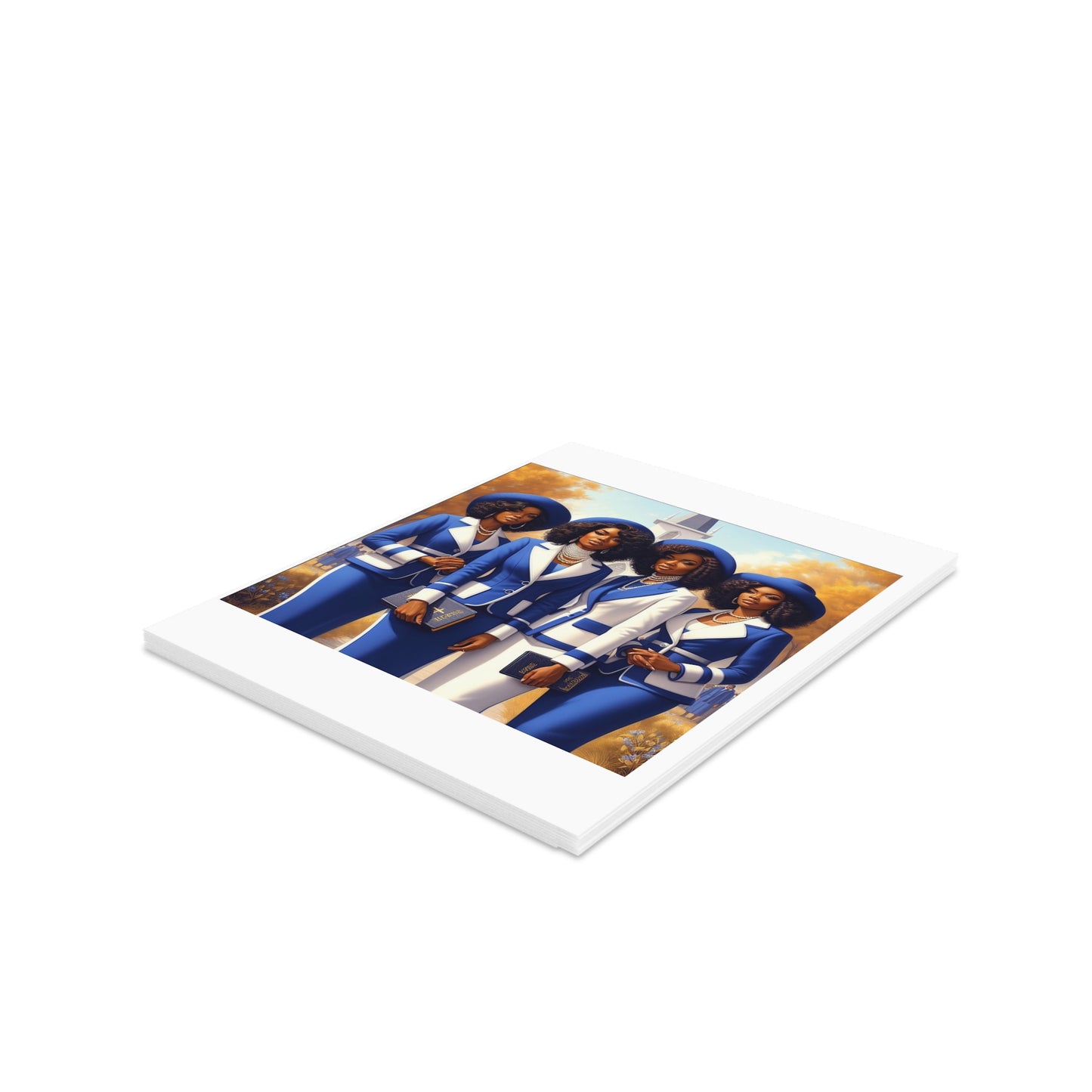 Blue Church Girls Greeting cards 8 pieces