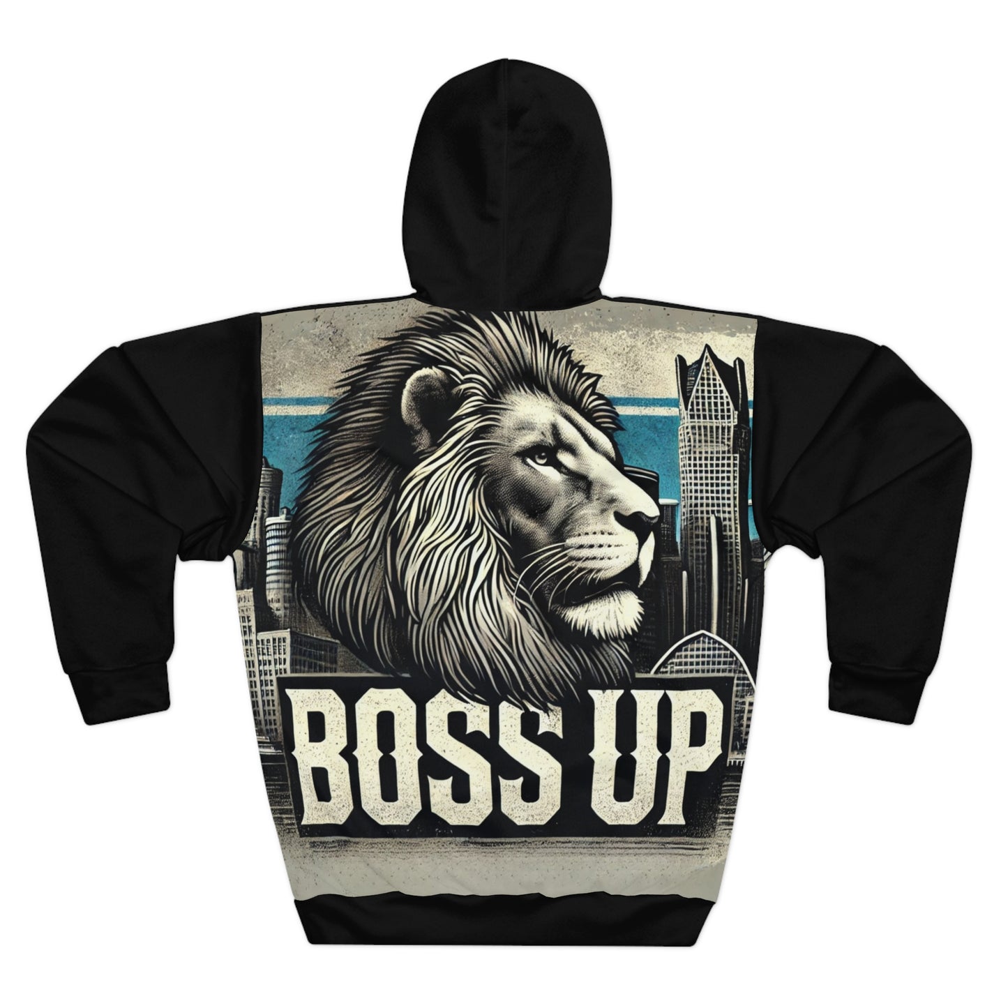 Black Boss Up Lions Unisex Pullover Hoodie (AOP)