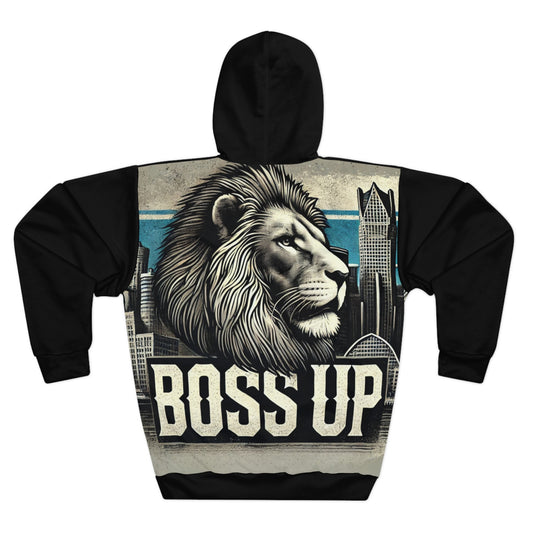Black Boss Up Lions Unisex Pullover Hoodie (AOP)