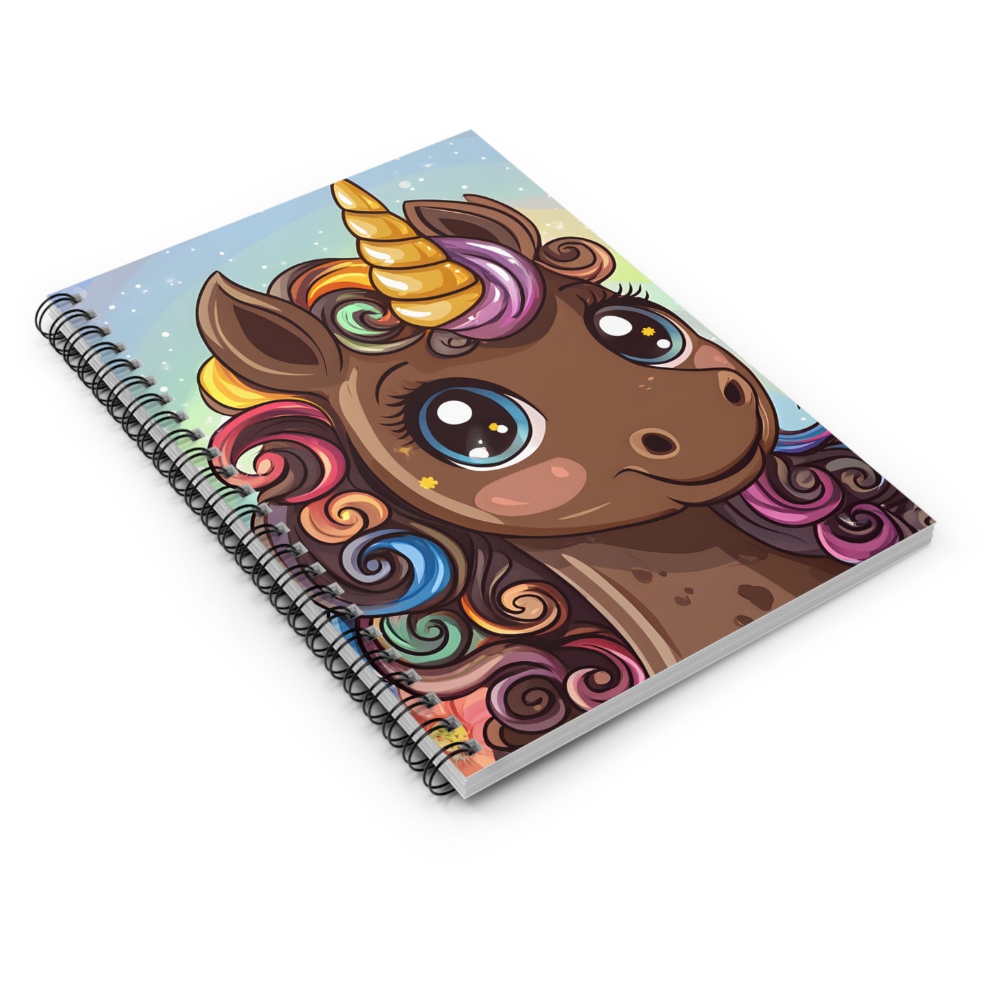 Tan Unicorn Spiral Notebook - Ruled Line