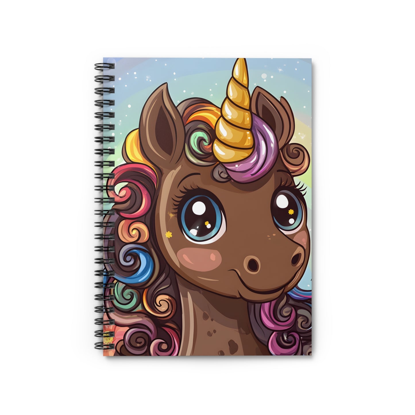 Tan Unicorn Spiral Notebook - Ruled Line