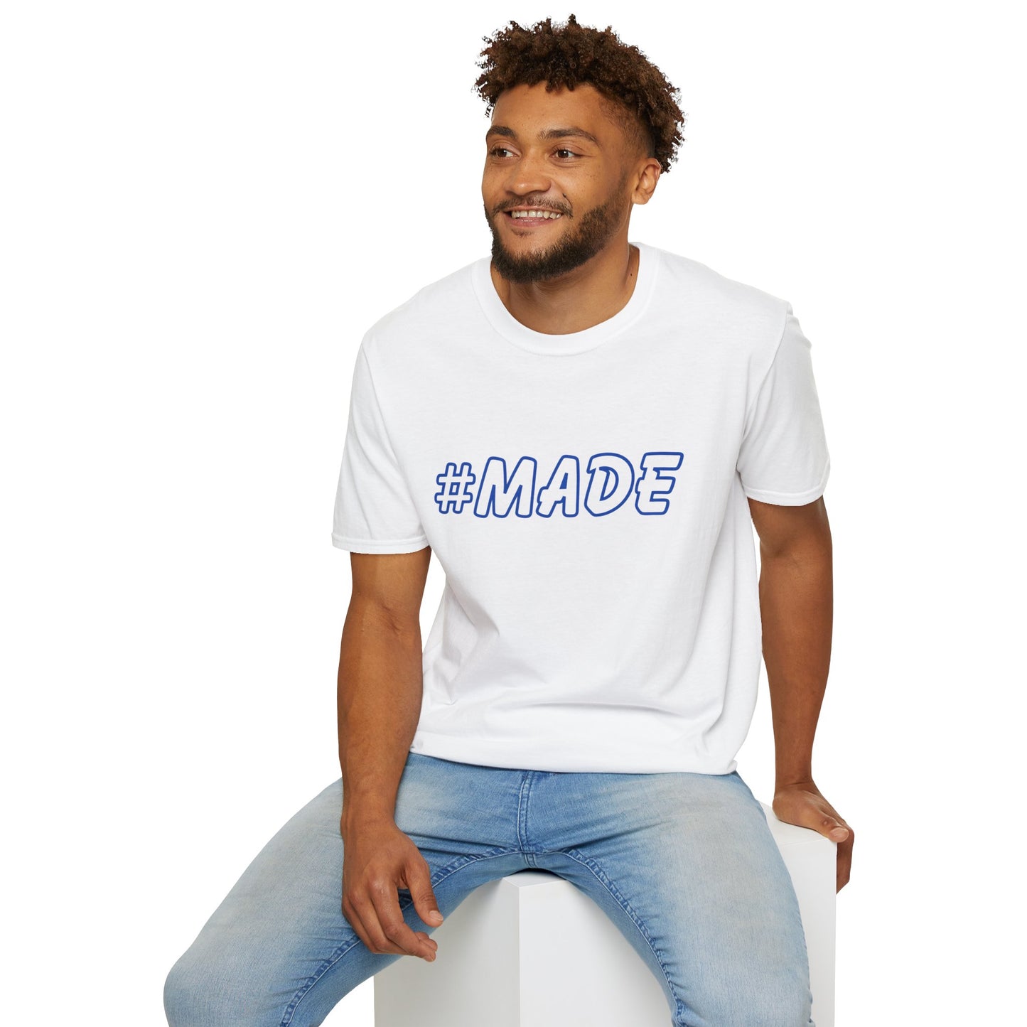 #MADE Blue Outline Unisex Softstyle T-Shirt