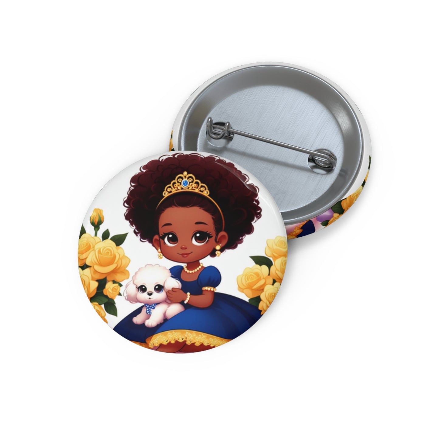 Little Poodle Girl Custom Pin Buttons