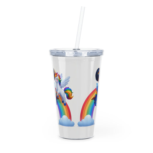 Rainbow Girl Plastic Tumbler with Straw