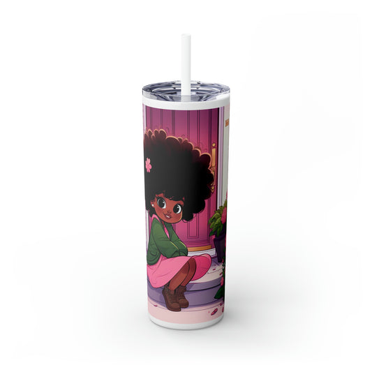 Pretty Skinny Tumbler with Straw, 20oz