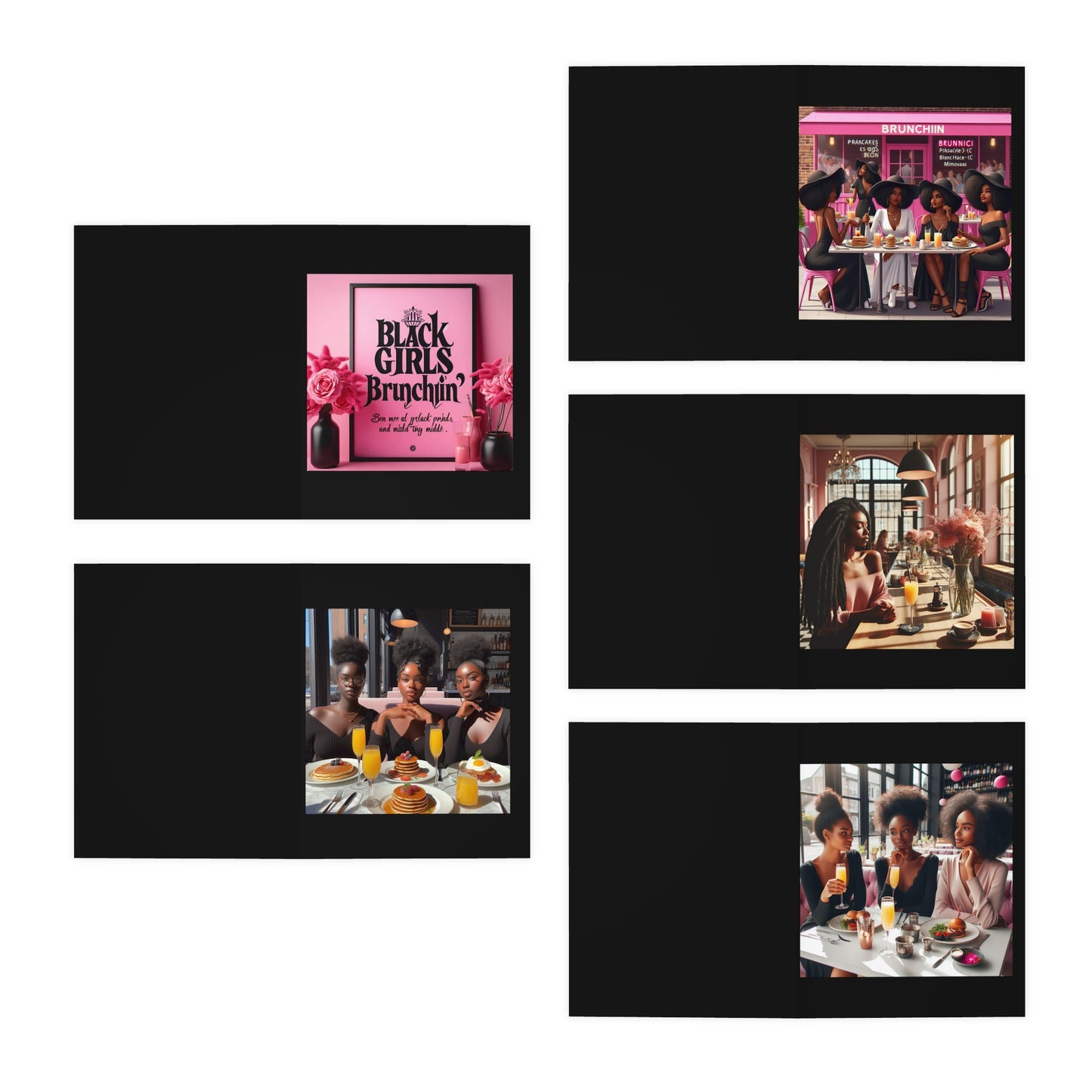 Black Girls Brunchin Multi-Design Greeting Cards (5-Pack)