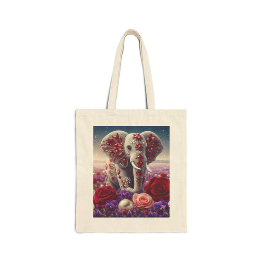 Pearl Elephant Cotton Canvas Tote Bag
