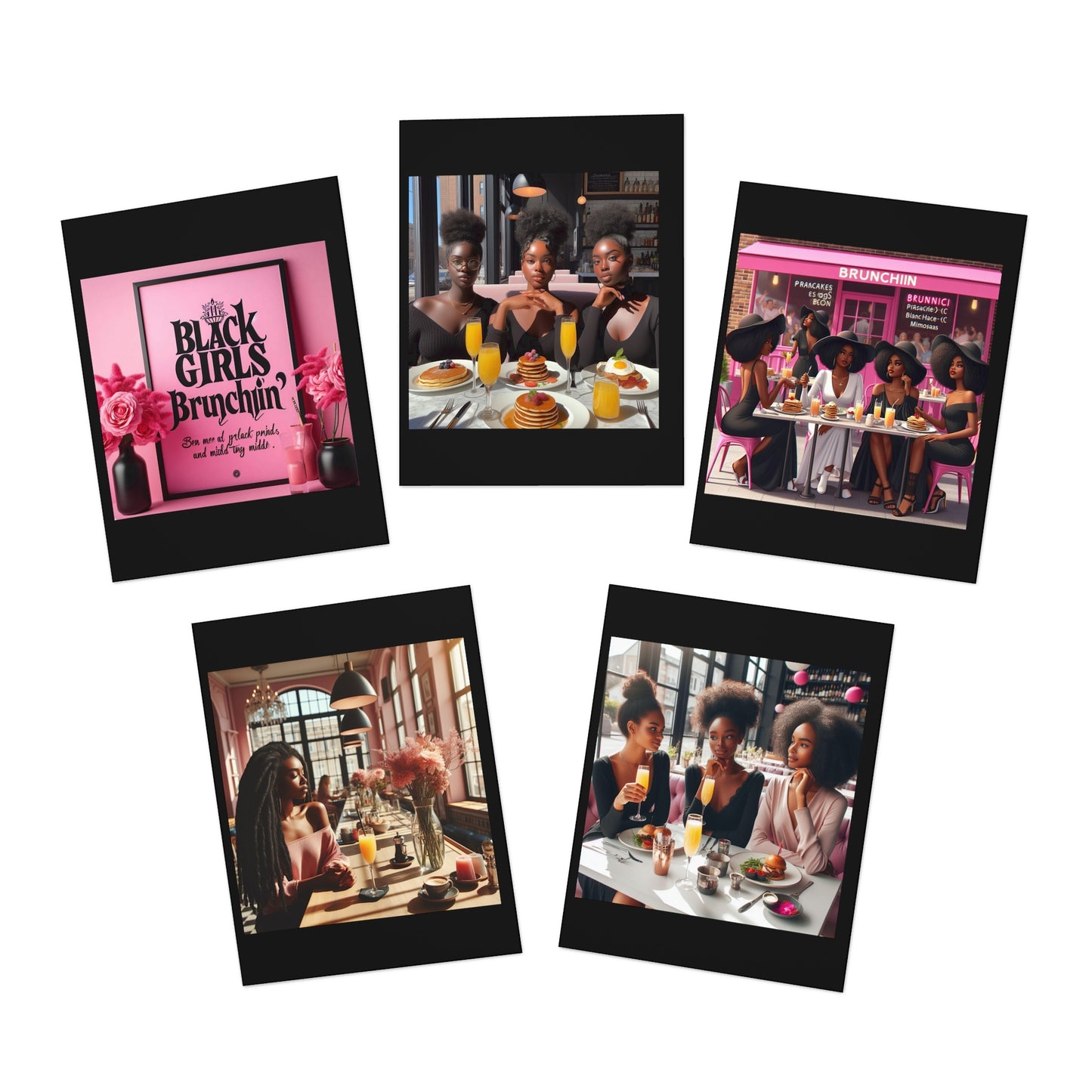 Black Girls Brunchin Multi-Design Greeting Cards (5-Pack)