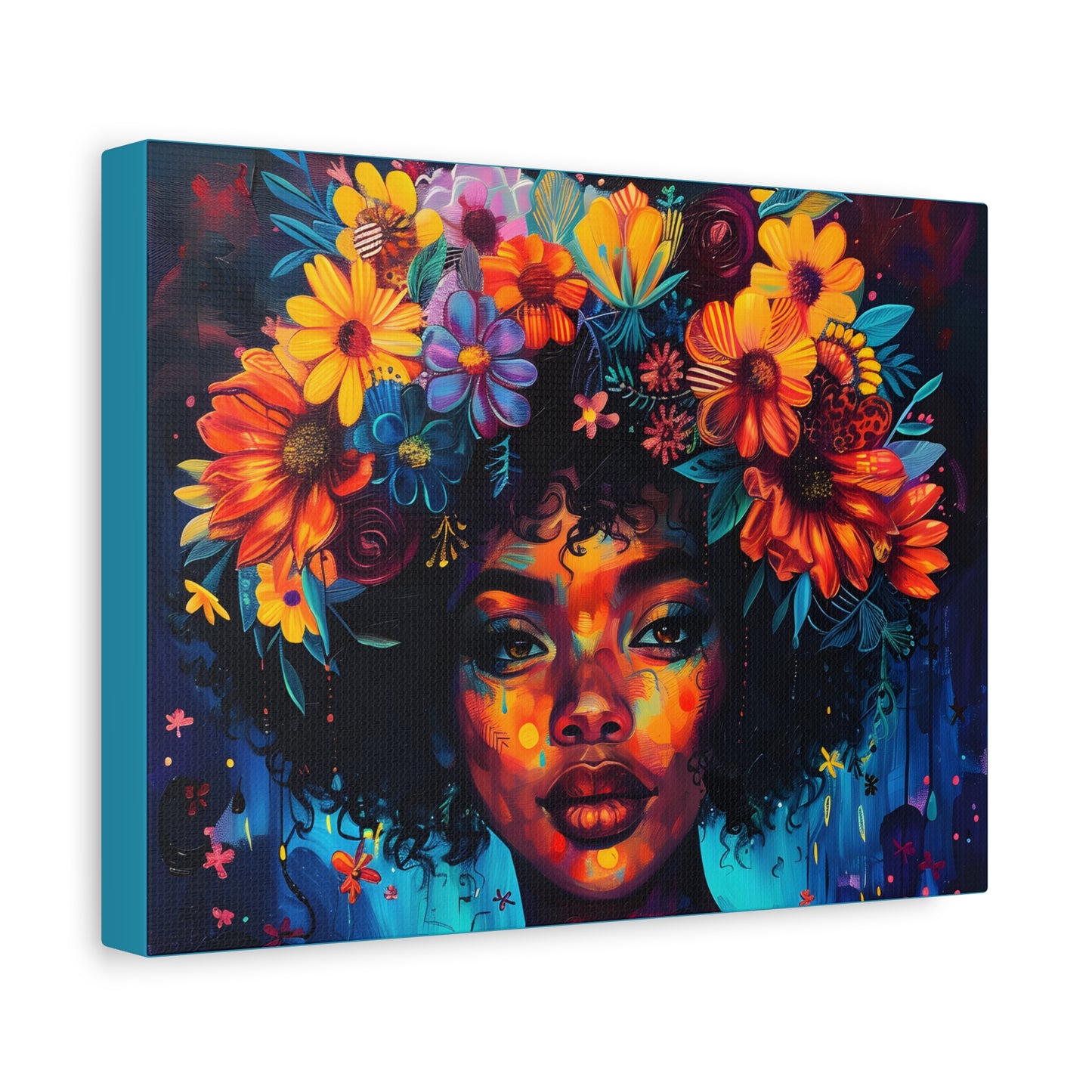 Blue Foral BGM Matte Canvas, Stretched, 1.25"