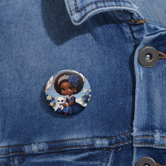 Little Blue Girl Custom Pin Buttons