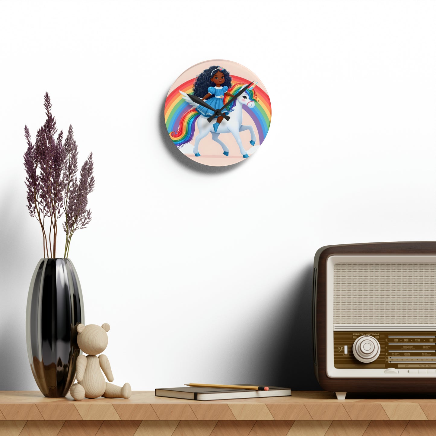 Rainbow Girl Acrylic Wall Clock