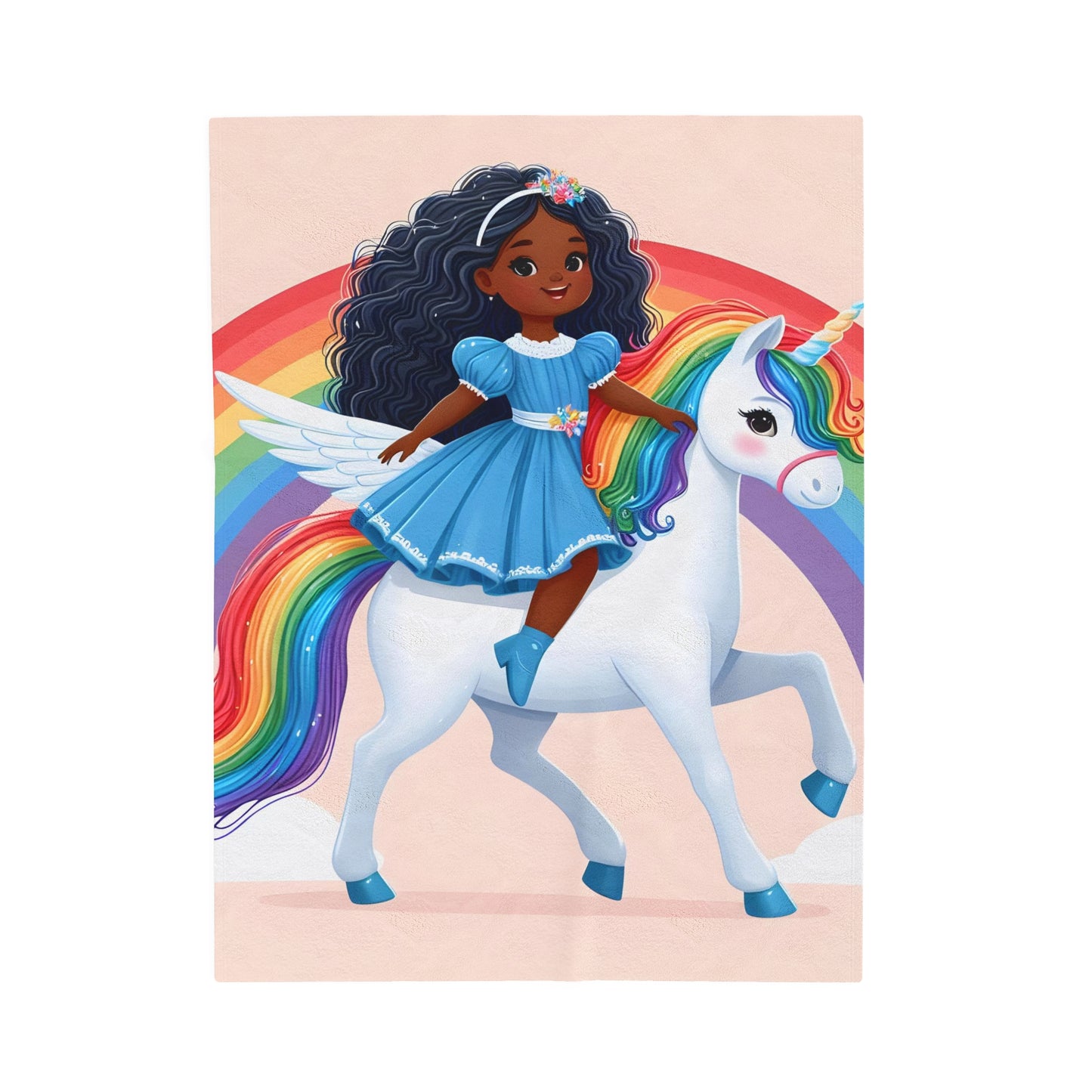 Rainbow Girl Velveteen Plush Blanket