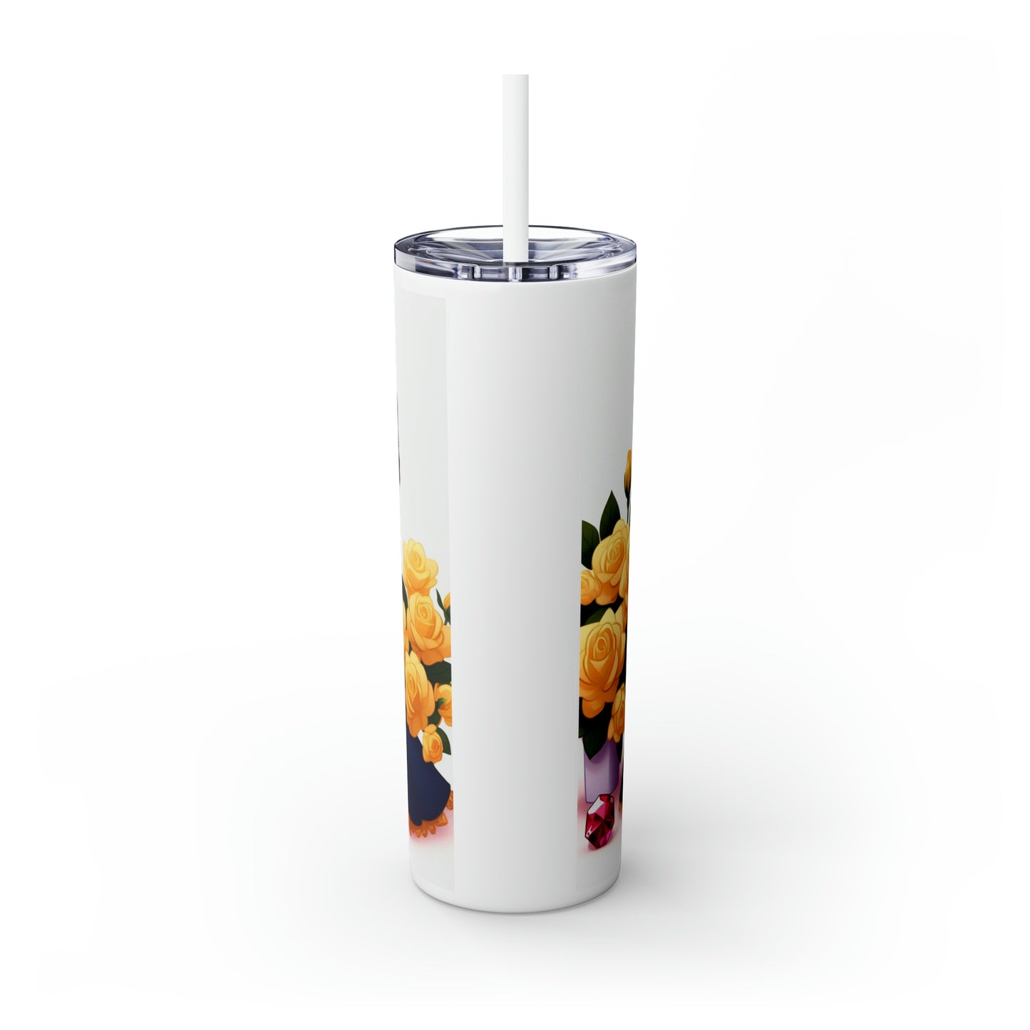 Pretty Poodle Skinny Tumbler with Straw, 20oz