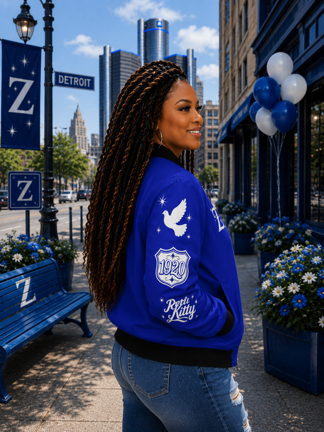 Bomber Jacket — "Black Girls Are the Finest" Blue Women's Bomber