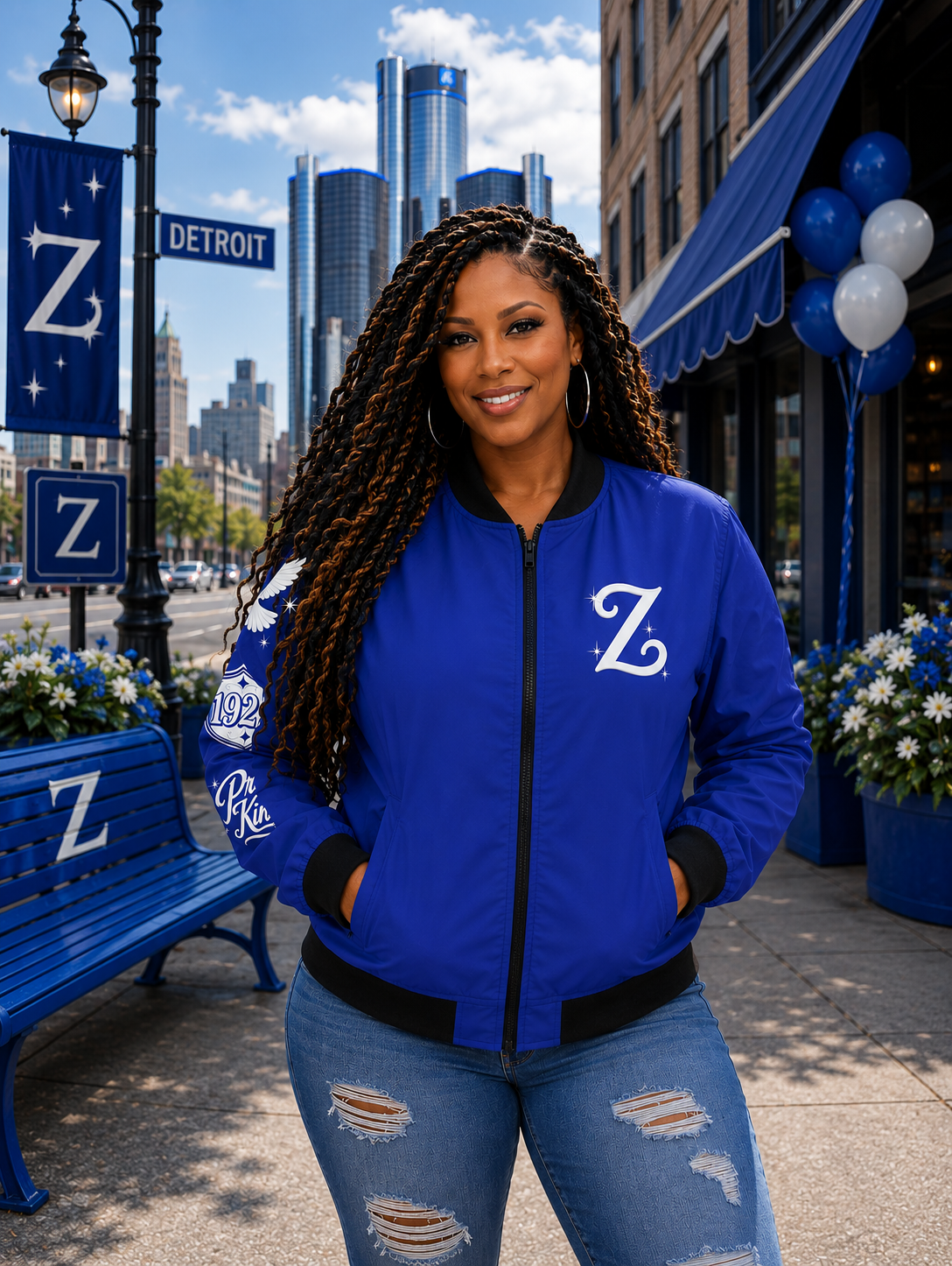 Bomber Jacket — "Black Girls Are the Finest" Blue Women's Bomber