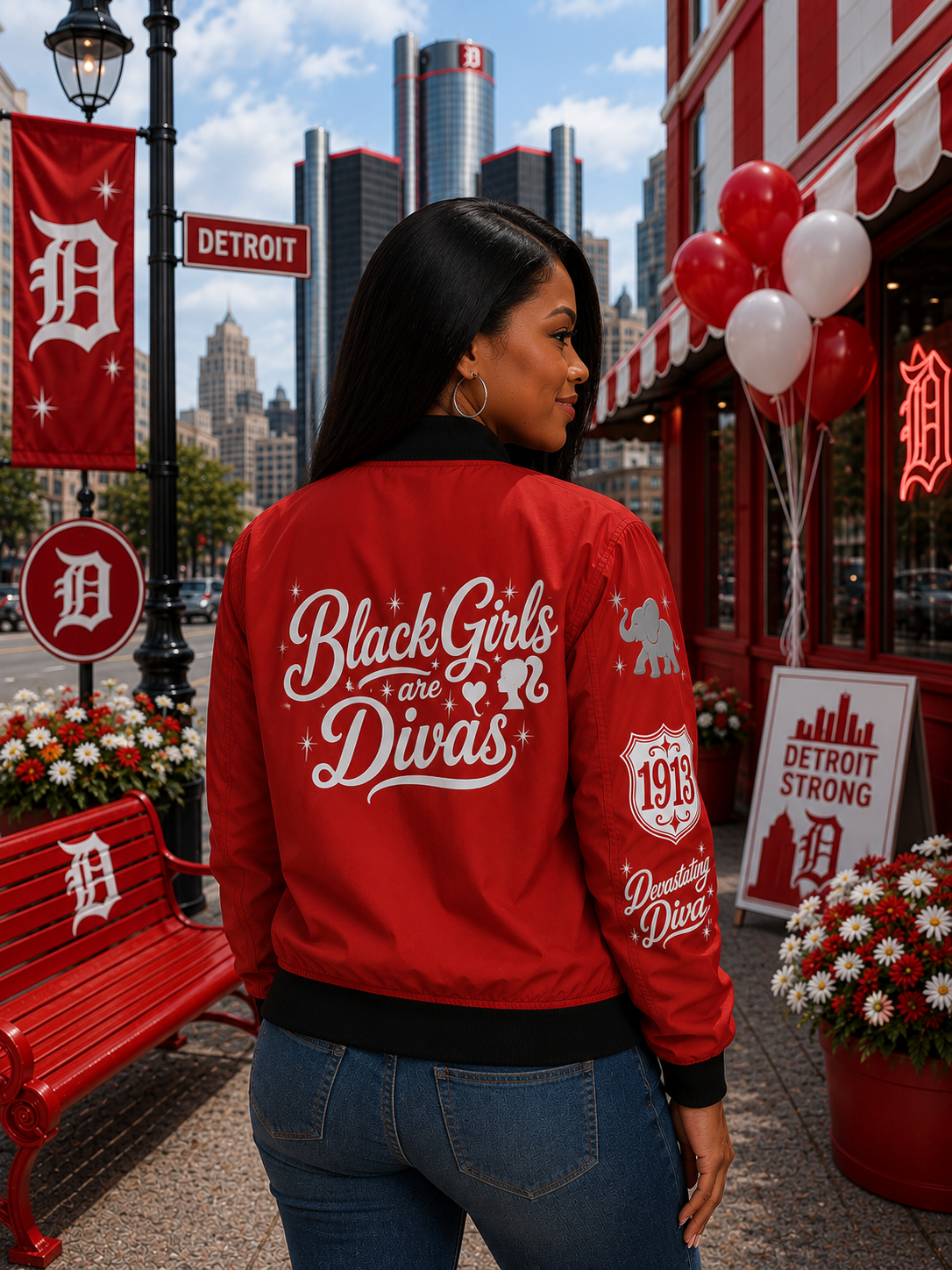 Black Girls Are Divas Women's Bomber Jacket - Red Script Logo