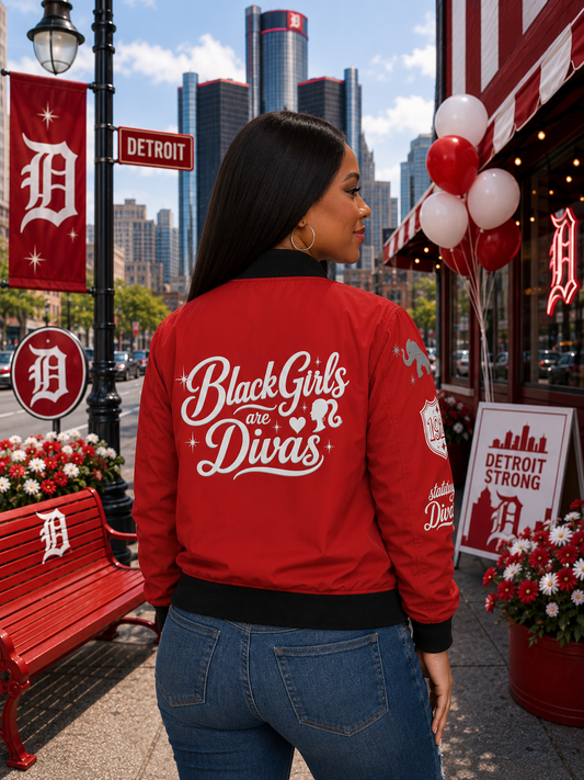 Black Girls Are Divas Women's Bomber Jacket - Red Script Logo