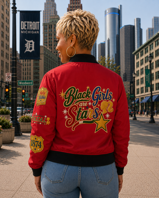 Black Girls Are Stars Bomber Jacket — Women's Graphic Jacket