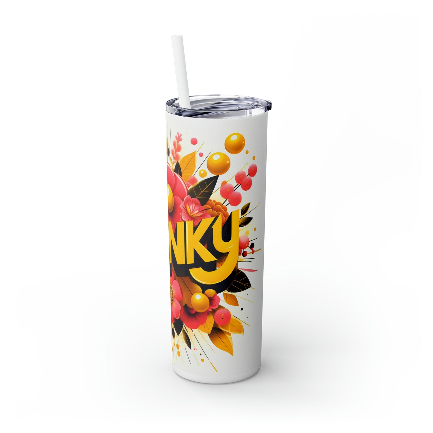 Spunky Skinny Tumbler with Straw, 20oz