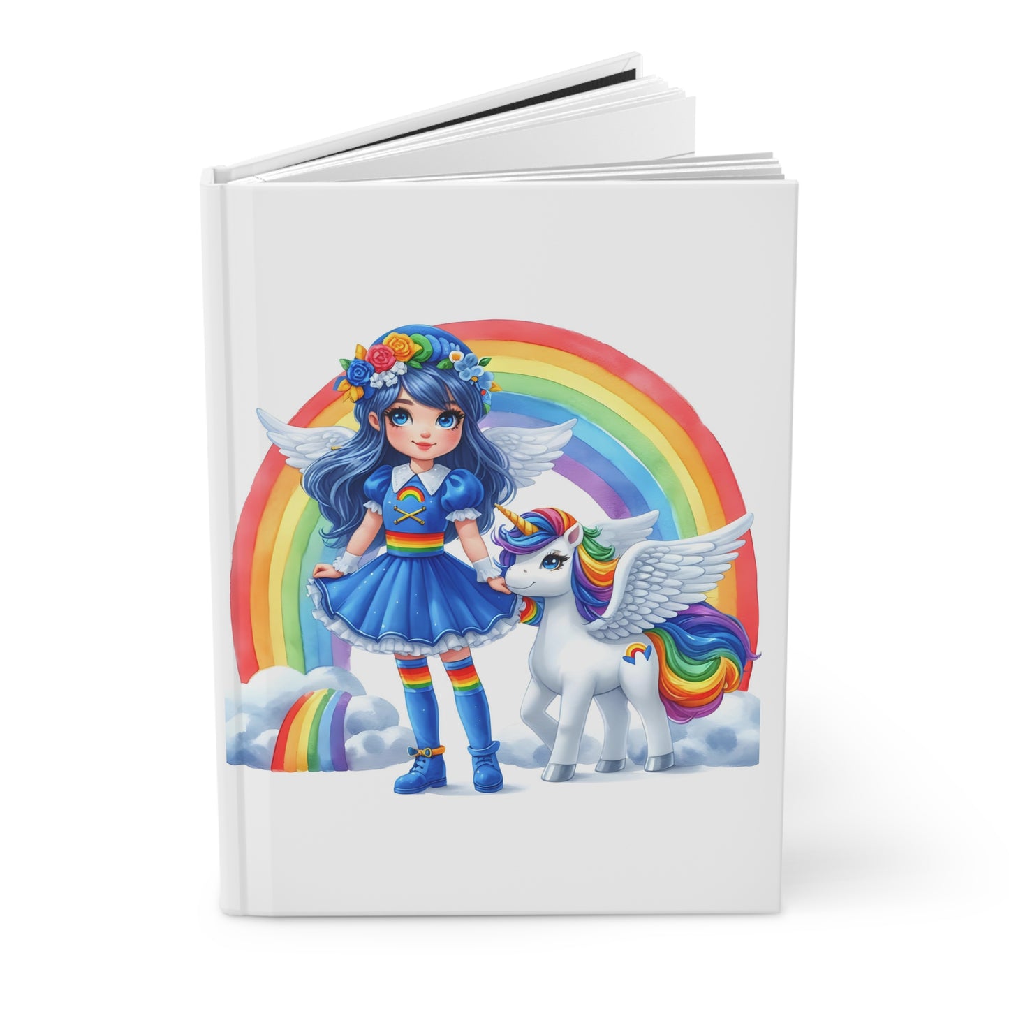 Blue Hair Rainbow Girl Hardcover Journal Matte